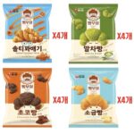 농심 빵부장 소금빵+솔티꽈배기+초코빵+말차빵 55g,4개씩,220g,16개